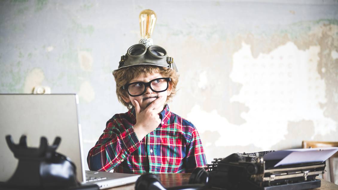 Young boy planning