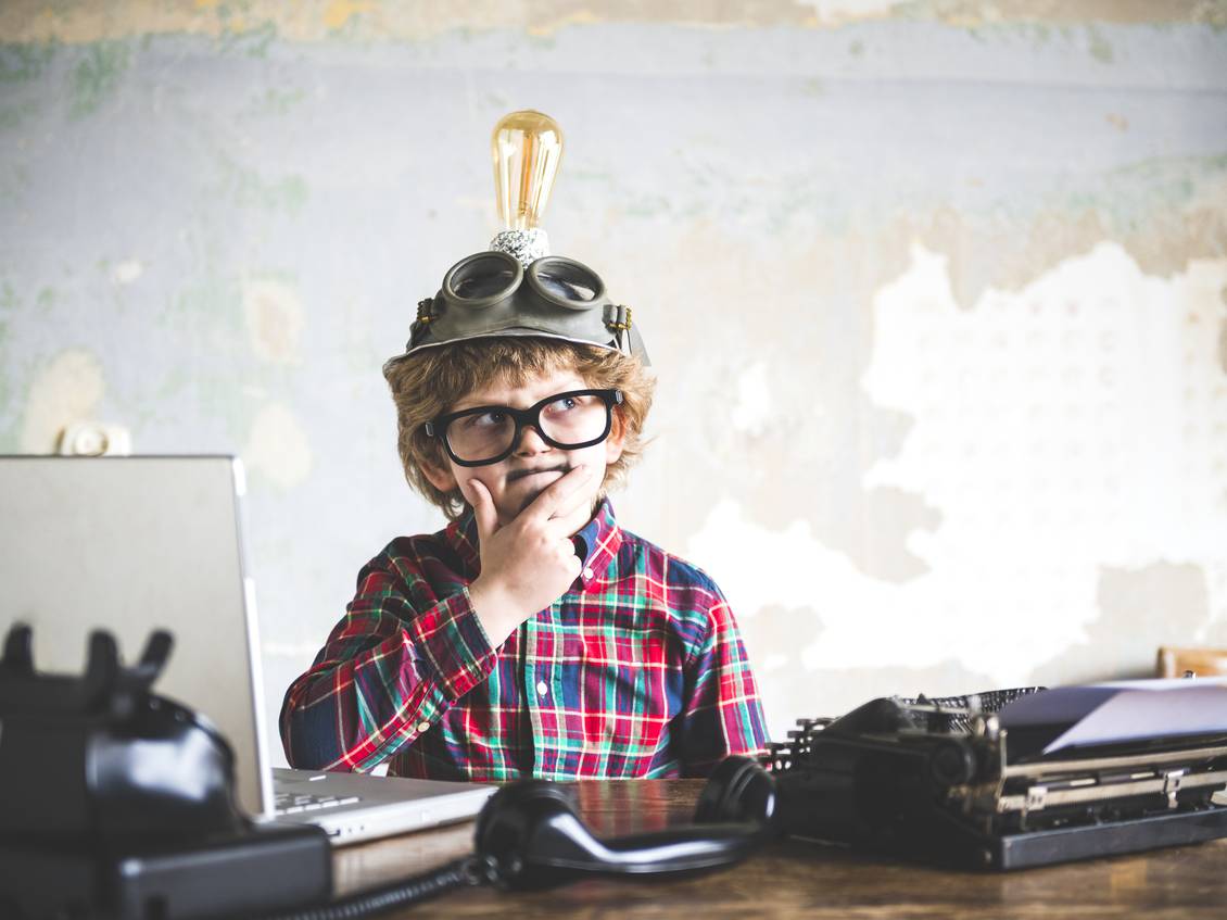 Young boy planning